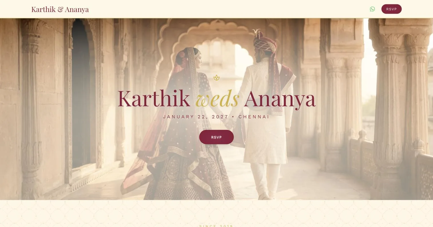 South Indian Classic theme, real site screenshot